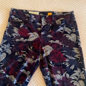 Pilcro Dark Floral Corduroy Flare Leg Pants